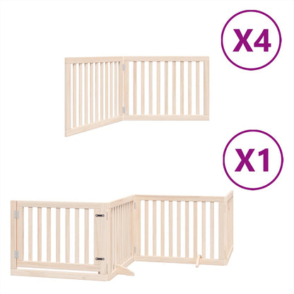 Dog Gate with Door Foldable 12 Panels 960 cm Poplar Wood