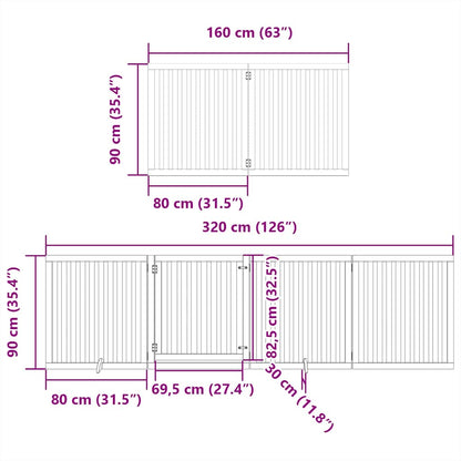 Dog Gate with Door Foldable 6 Panels 480 cm Poplar Wood