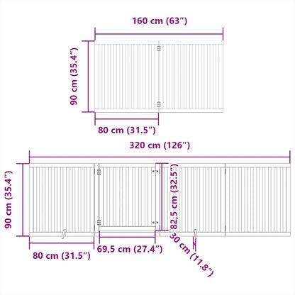 Dog Gate with Door Foldable 8 Panels 640 cm Poplar Wood