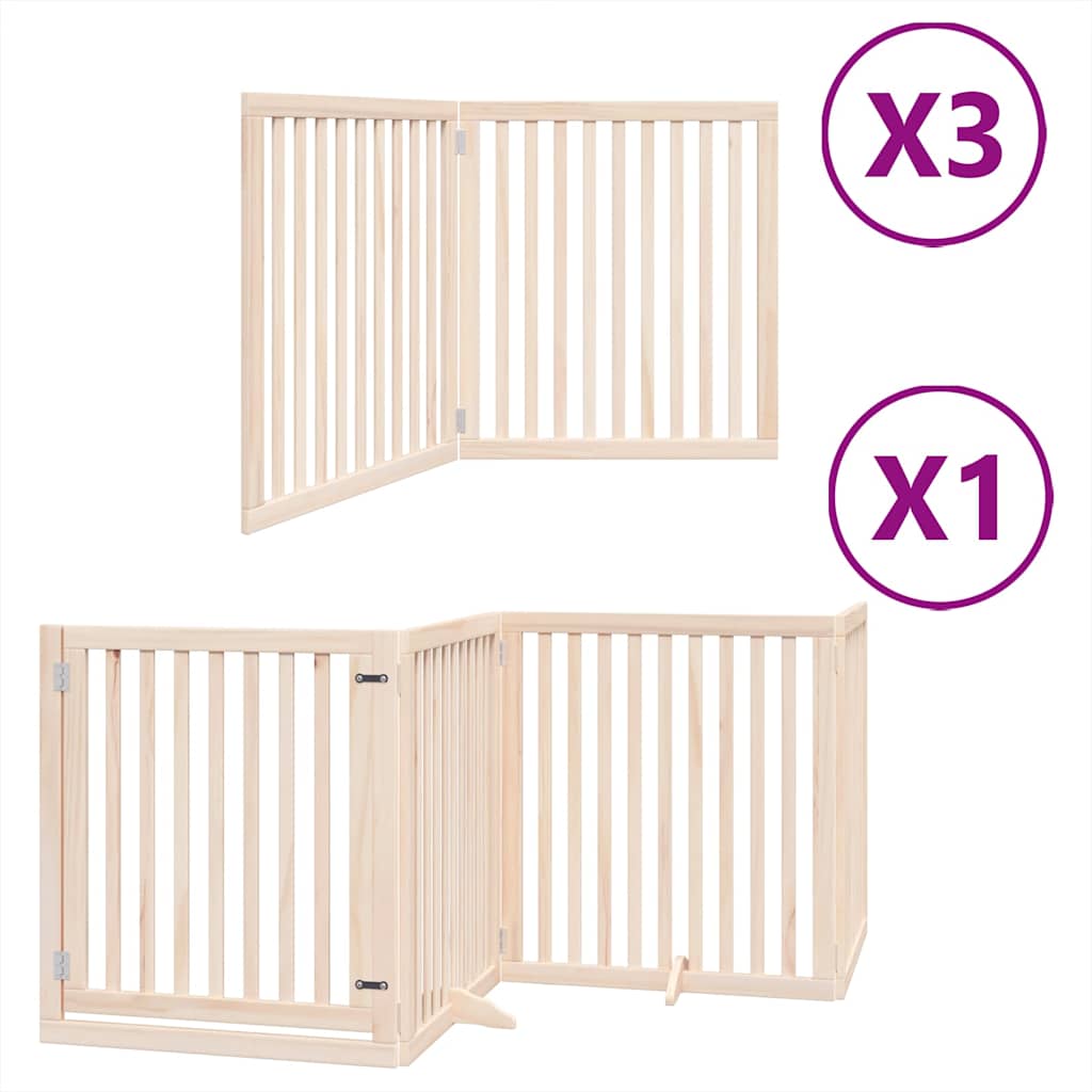 Dog Gate with Door Foldable 10 Panels 800 cm Poplar Wood