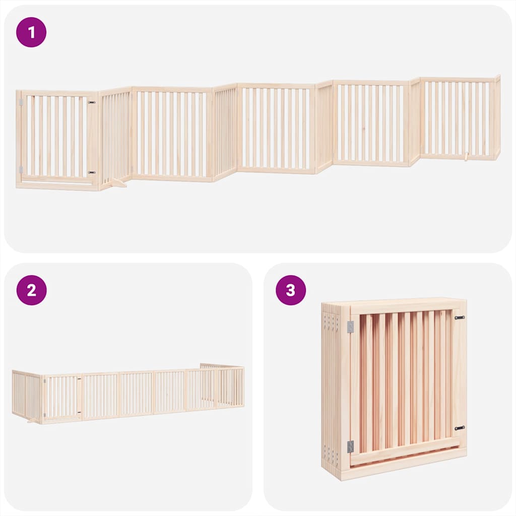 Dog Gate with Door Foldable 10 Panels 800 cm Poplar Wood