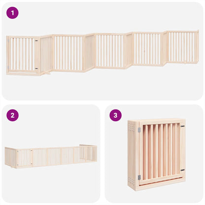 Dog Gate with Door Foldable 10 Panels 800 cm Poplar Wood