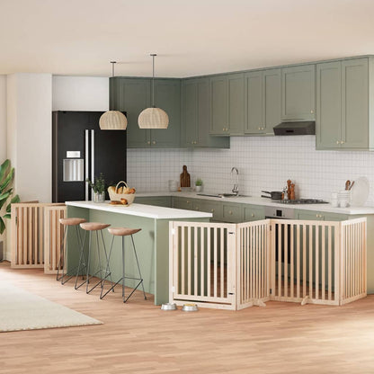 Dog Gate with Door Foldable 10 Panels 800 cm Poplar Wood