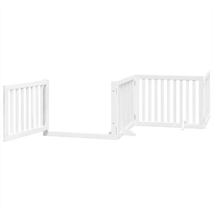 Dog Gate with Door Foldable 6 Panels White 480 cm Poplar Wood