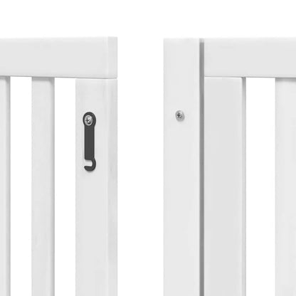 Dog Gate with Door Foldable 6 Panels White 480 cm Poplar Wood