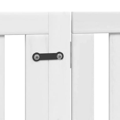 Dog Gate with Door Foldable 8 Panels White 640 cm Poplar Wood