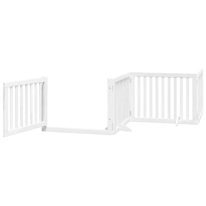 Dog Gate with Door Foldable 12 Panels White 960 cm Poplar Wood