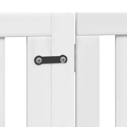 Dog Gate with Door Foldable 12 Panels White 960 cm Poplar Wood