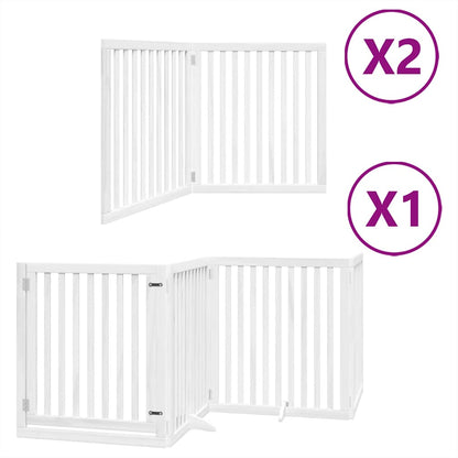 Dog Gate with Door Foldable 8 Panels White 640 cm Poplar Wood