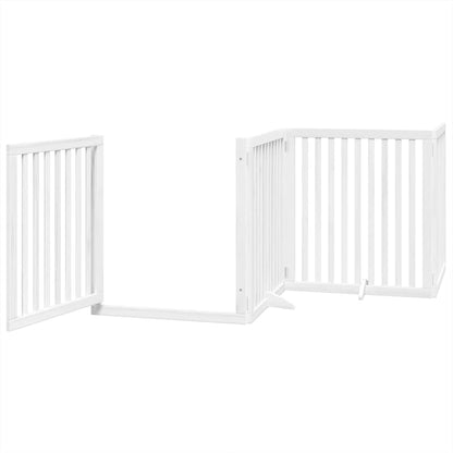 Dog Gate with Door Foldable 8 Panels White 640 cm Poplar Wood