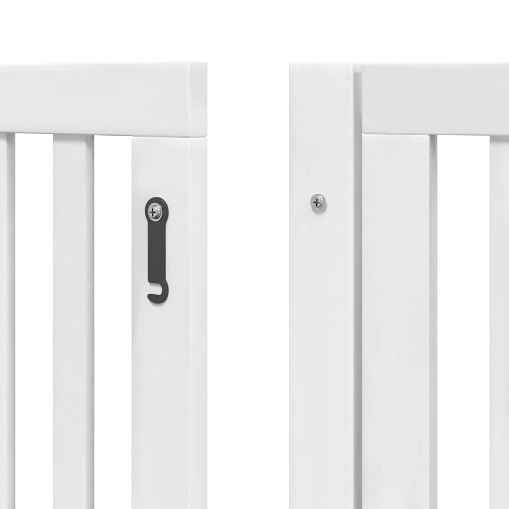 Dog Gate with Door Foldable 8 Panels White 640 cm Poplar Wood