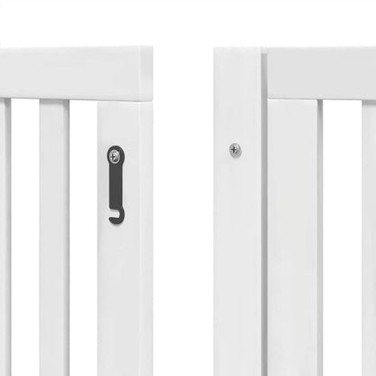 Dog Gate with Door Foldable 8 Panels White 640 cm Poplar Wood