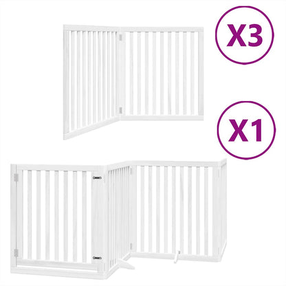 Dog Gate with Door Foldable 10 Panels White 800 cm Poplar Wood