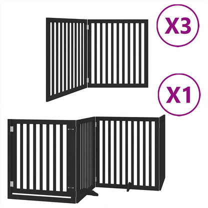 Dog Gate with Door Foldable 10 Panels Black 800 cm Poplar Wood
