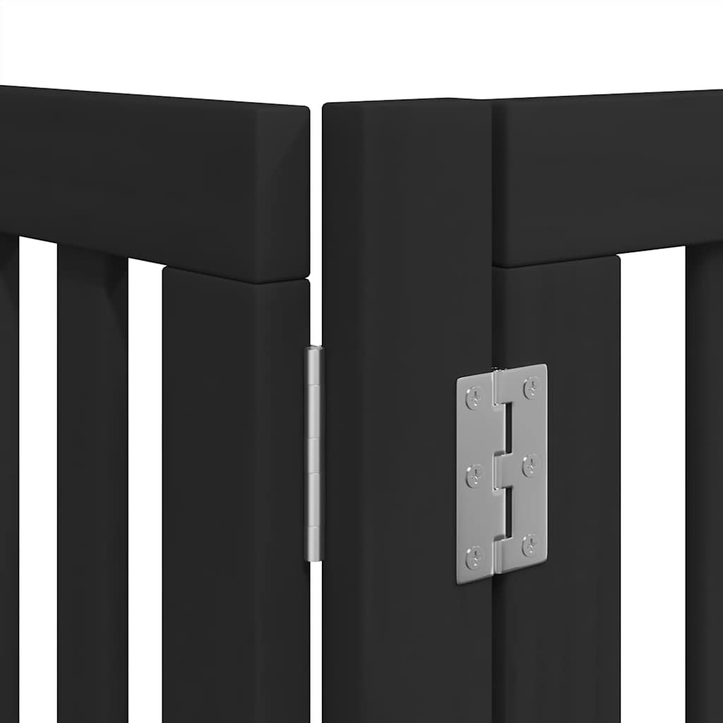 Dog Gate with Door Foldable 12 Panels Black 960 cm Poplar Wood