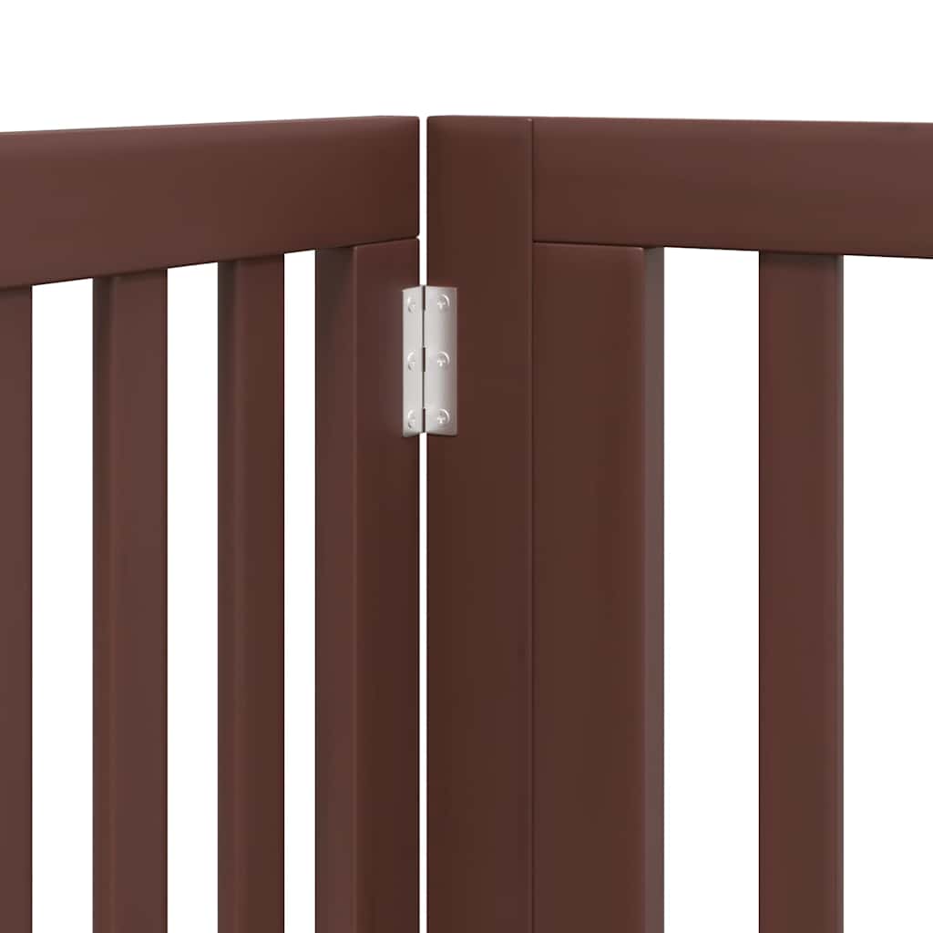 Dog Gate with Door Foldable 6 Panels Brown 480 cm Poplar Wood