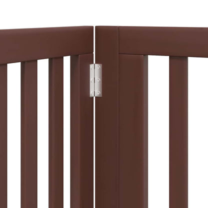 Dog Gate with Door Foldable 6 Panels Brown 480 cm Poplar Wood