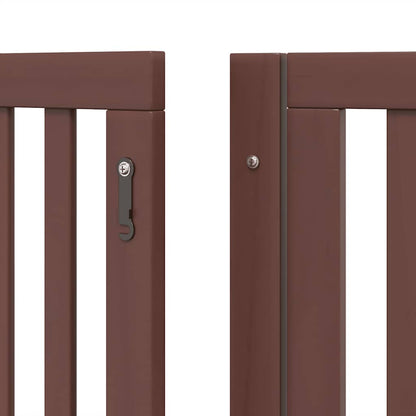 Dog Gate with Door Foldable 6 Panels Brown 480 cm Poplar Wood
