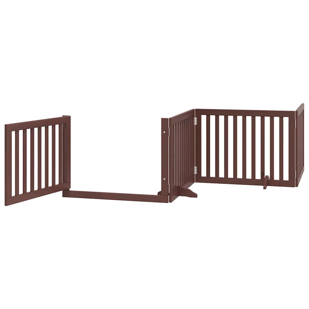 Dog Gate with Door Foldable 8 Panels Brown 640 cm Poplar Wood