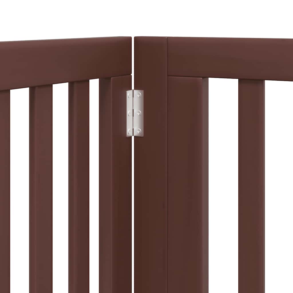 Dog Gate with Door Foldable 8 Panels Brown 640 cm Poplar Wood