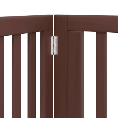Dog Gate with Door Foldable 8 Panels Brown 640 cm Poplar Wood