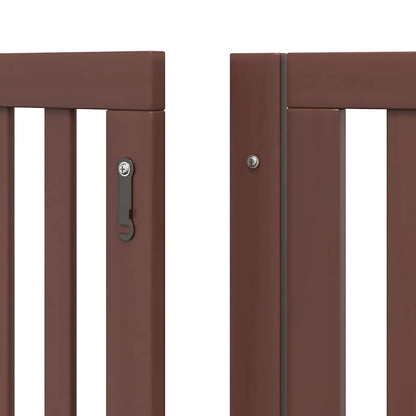 Dog Gate with Door Foldable 8 Panels Brown 640 cm Poplar Wood