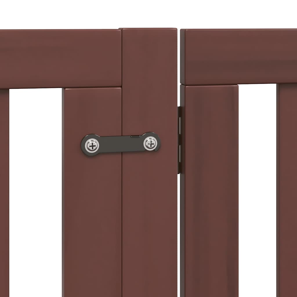 Dog Gate with Door Foldable 12 Panels Brown 960 cm Poplar Wood
