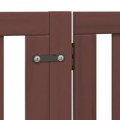 Dog Gate with Door Foldable 12 Panels Brown 960 cm Poplar Wood