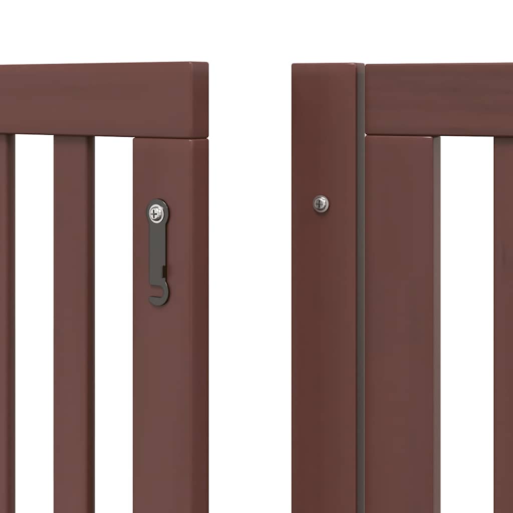 Dog Gate with Door Foldable 12 Panels Brown 960 cm Poplar Wood
