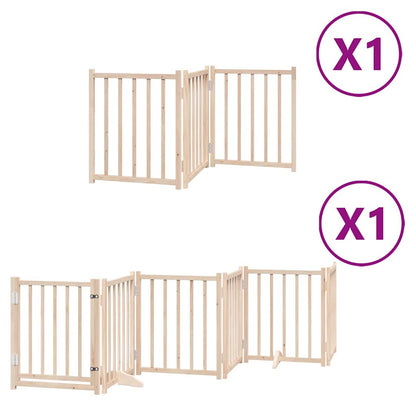 Dog Gate with Door Foldable 9 Panels 450 cm Poplar Wood