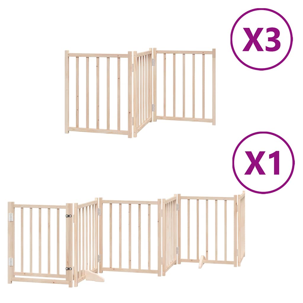 Dog Gate with Door Foldable 15 Panels 750 cm Poplar Wood
