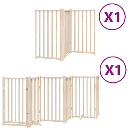 Dog Gate with Door Foldable 9 Panels 450 cm Poplar Wood