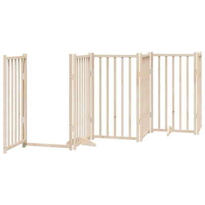 Dog Gate with Door Foldable 9 Panels 450 cm Poplar Wood