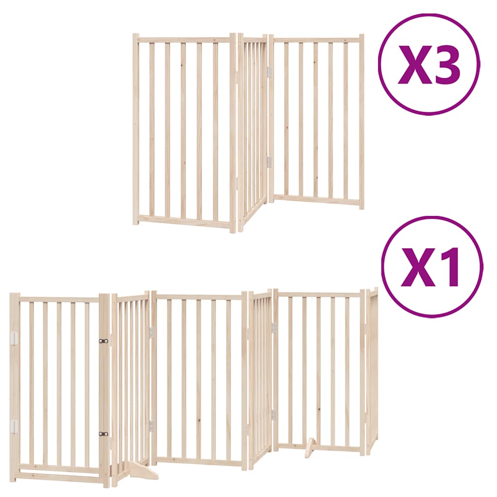 Dog Gate with Door Foldable 15 Panels 750 cm Poplar Wood