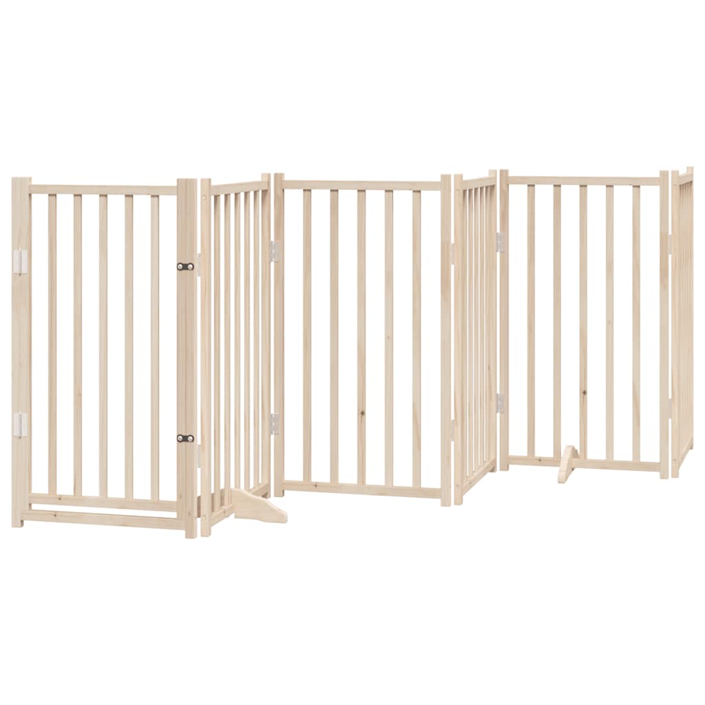Dog Gate with Door Foldable 15 Panels 750 cm Poplar Wood