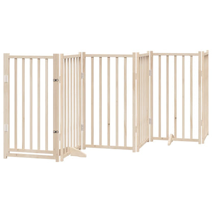 Dog Gate with Door Foldable 15 Panels 750 cm Poplar Wood