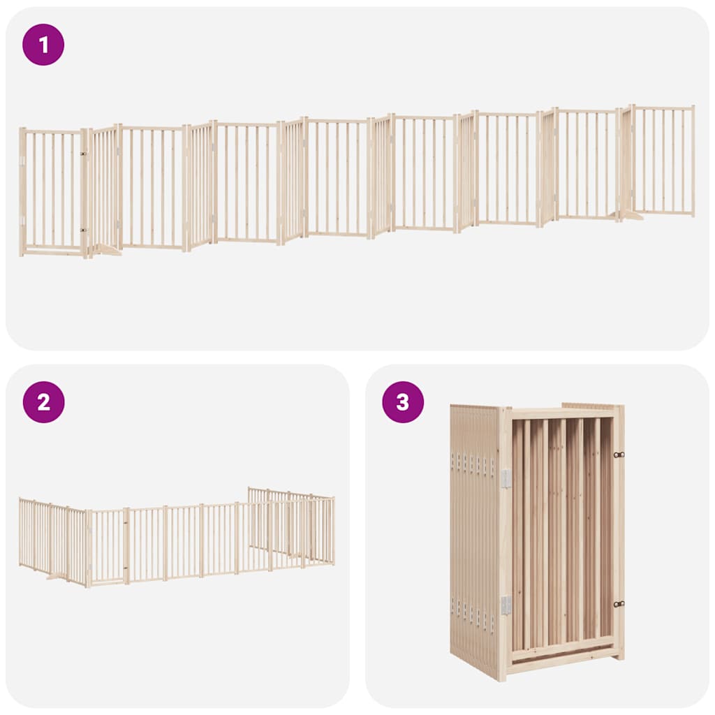 Dog Gate with Door Foldable 15 Panels 750 cm Poplar Wood