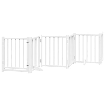 Dog Gate with Door Foldable 9 Panels White 450 cm Poplar Wood