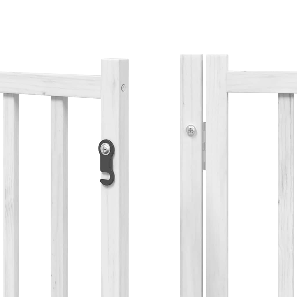 Dog Gate with Door Foldable 9 Panels White 450 cm Poplar Wood