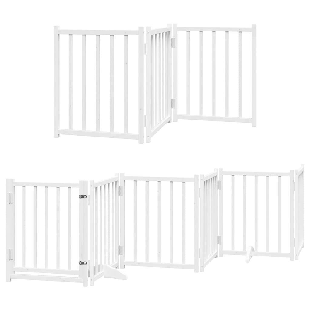 Dog Gate with Door Foldable 12 Panels White 600 cm Poplar Wood