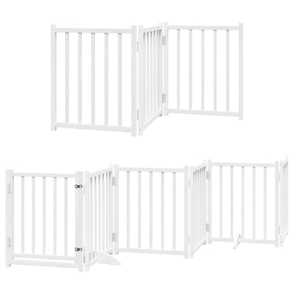 Dog Gate with Door Foldable 12 Panels White 600 cm Poplar Wood