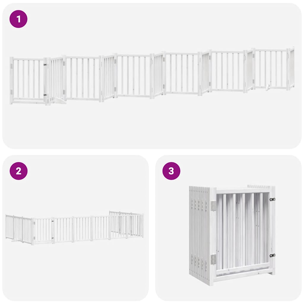 Dog Gate with Door Foldable 12 Panels White 600 cm Poplar Wood