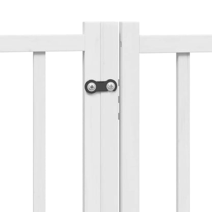 Dog Gate with Door Foldable 12 Panels White 600 cm Poplar Wood