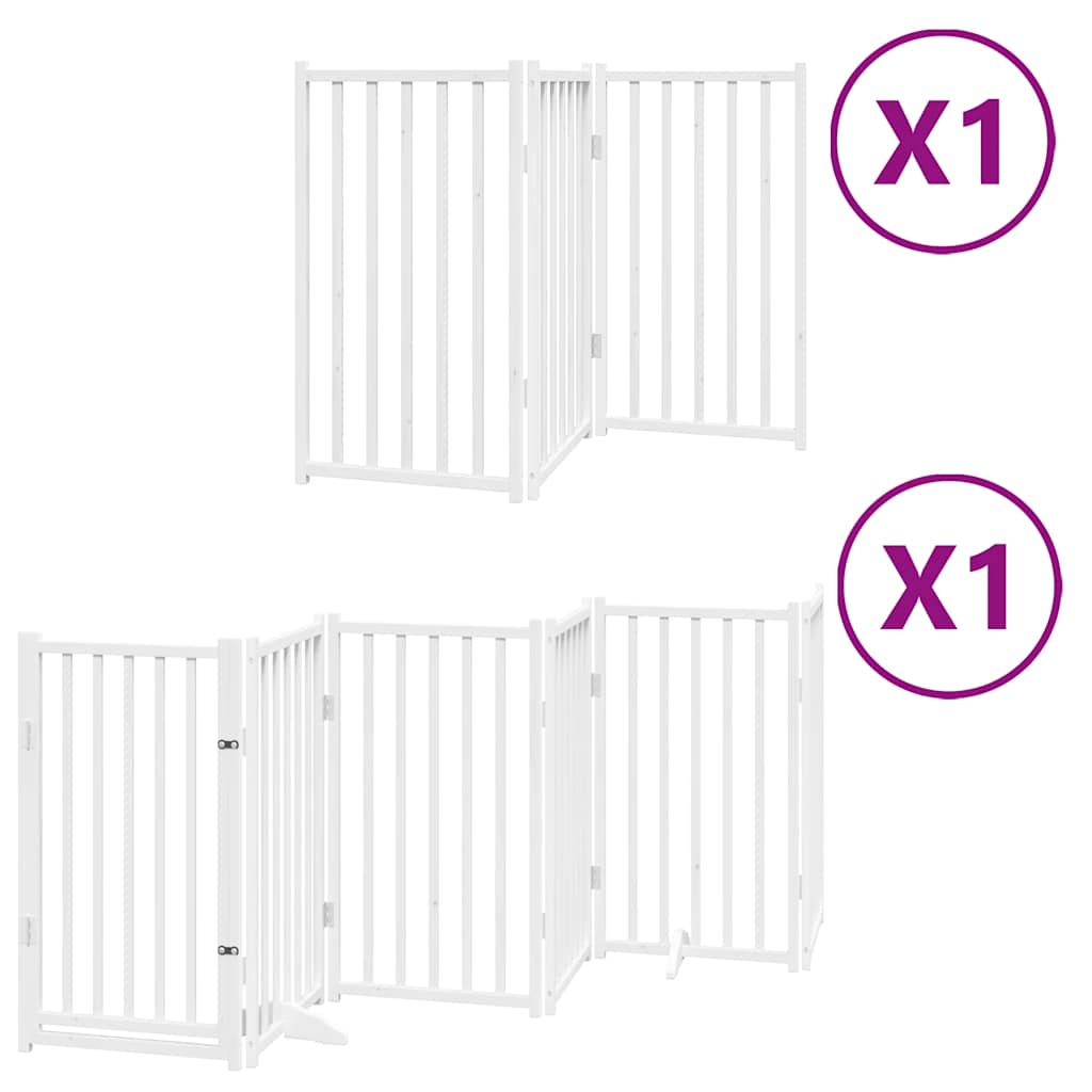 Dog Gate with Door Foldable 9 Panels White 450 cm Poplar Wood