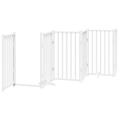 Dog Gate with Door Foldable 12 Panels White 600 cm Poplar Wood