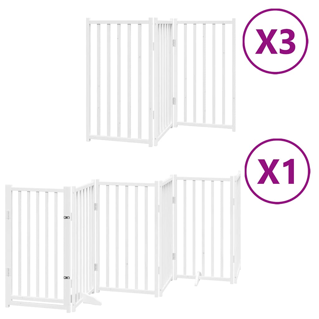 Dog Gate with Door Foldable 15 Panels White 750 cm Poplar Wood