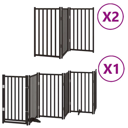 Dog Gate with Door Foldable 12 Panels Black 600 cm Poplar Wood