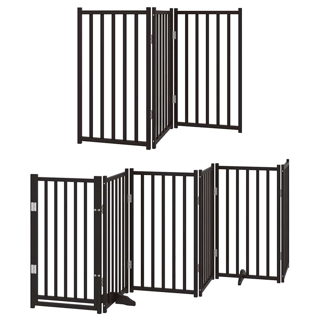 Dog Gate with Door Foldable 12 Panels Black 600 cm Poplar Wood