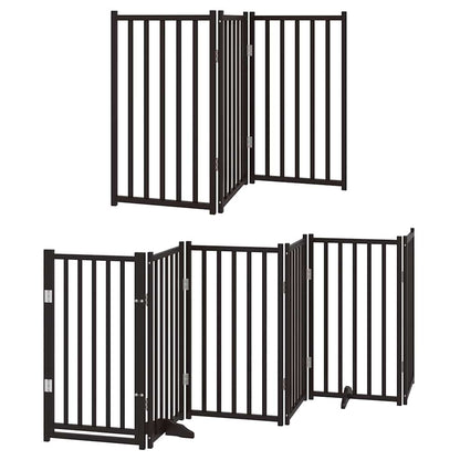 Dog Gate with Door Foldable 12 Panels Black 600 cm Poplar Wood