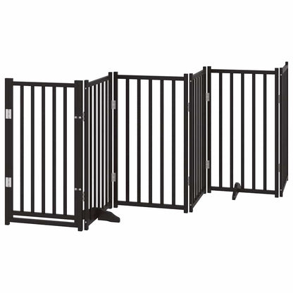 Dog Gate with Door Foldable 12 Panels Black 600 cm Poplar Wood